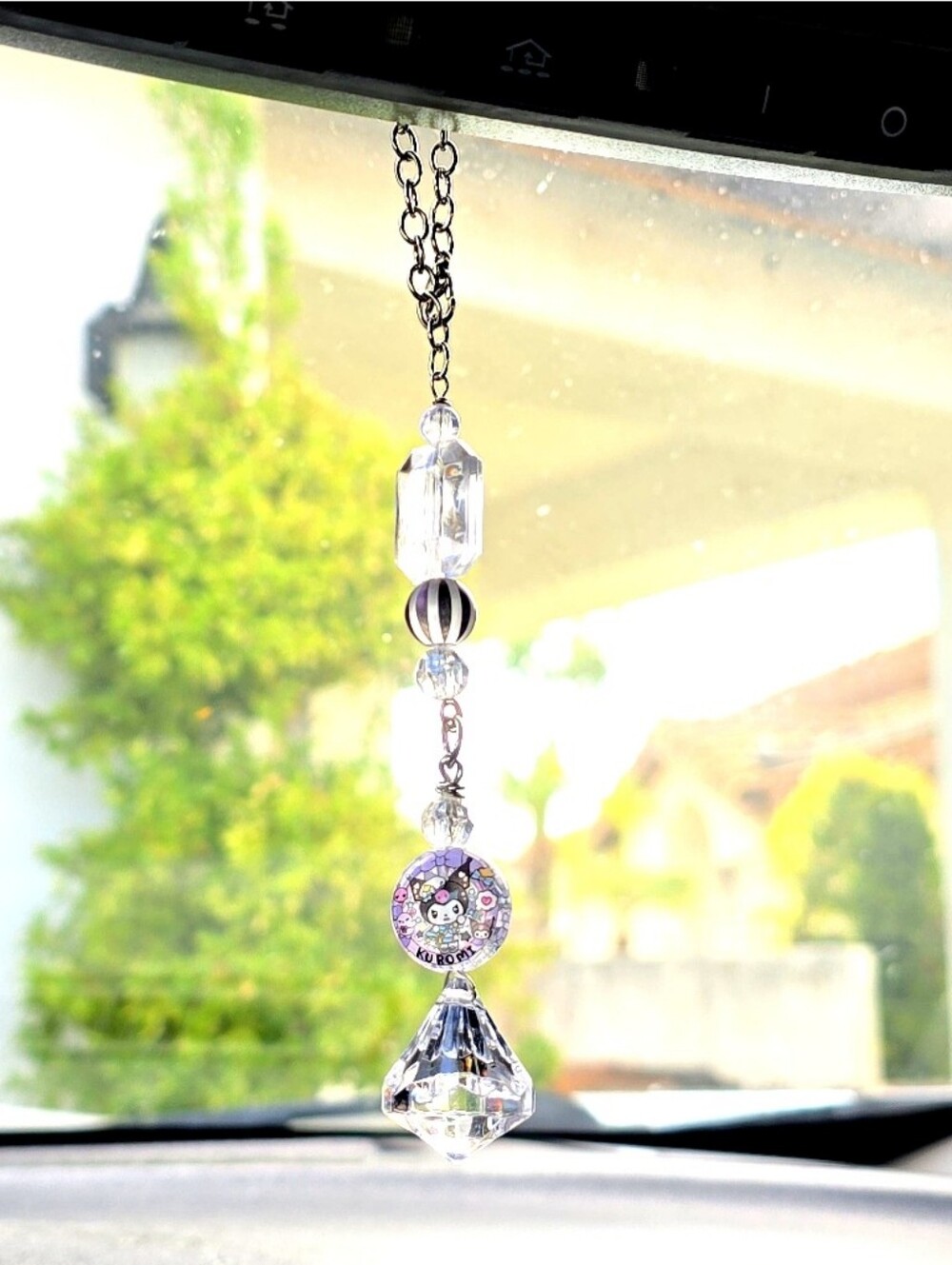 Kuromi Car Charm Suncatcher, Crystal Prism Car Hanging, Kuromi Car Decor